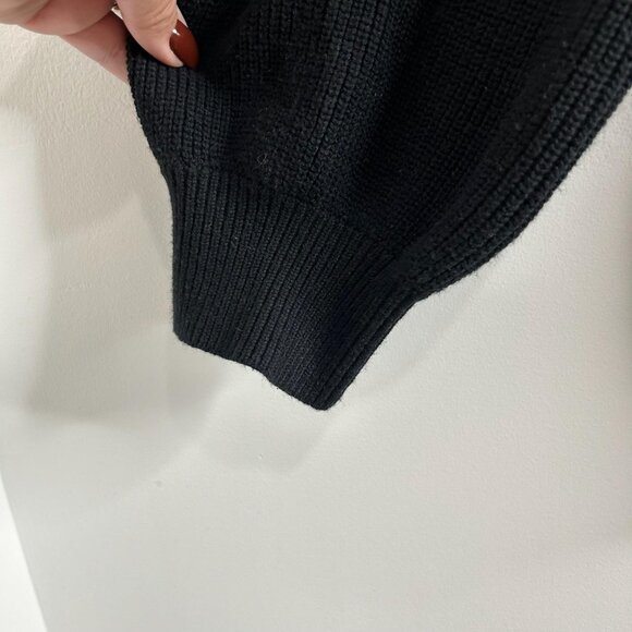 Wilfred Free Aritzia Sweater Womens L Black Wool Chunky Open Cardigan Ribbed - Picture 3 of 10